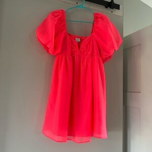 Vibrant Pink Puff Sleeve Dress